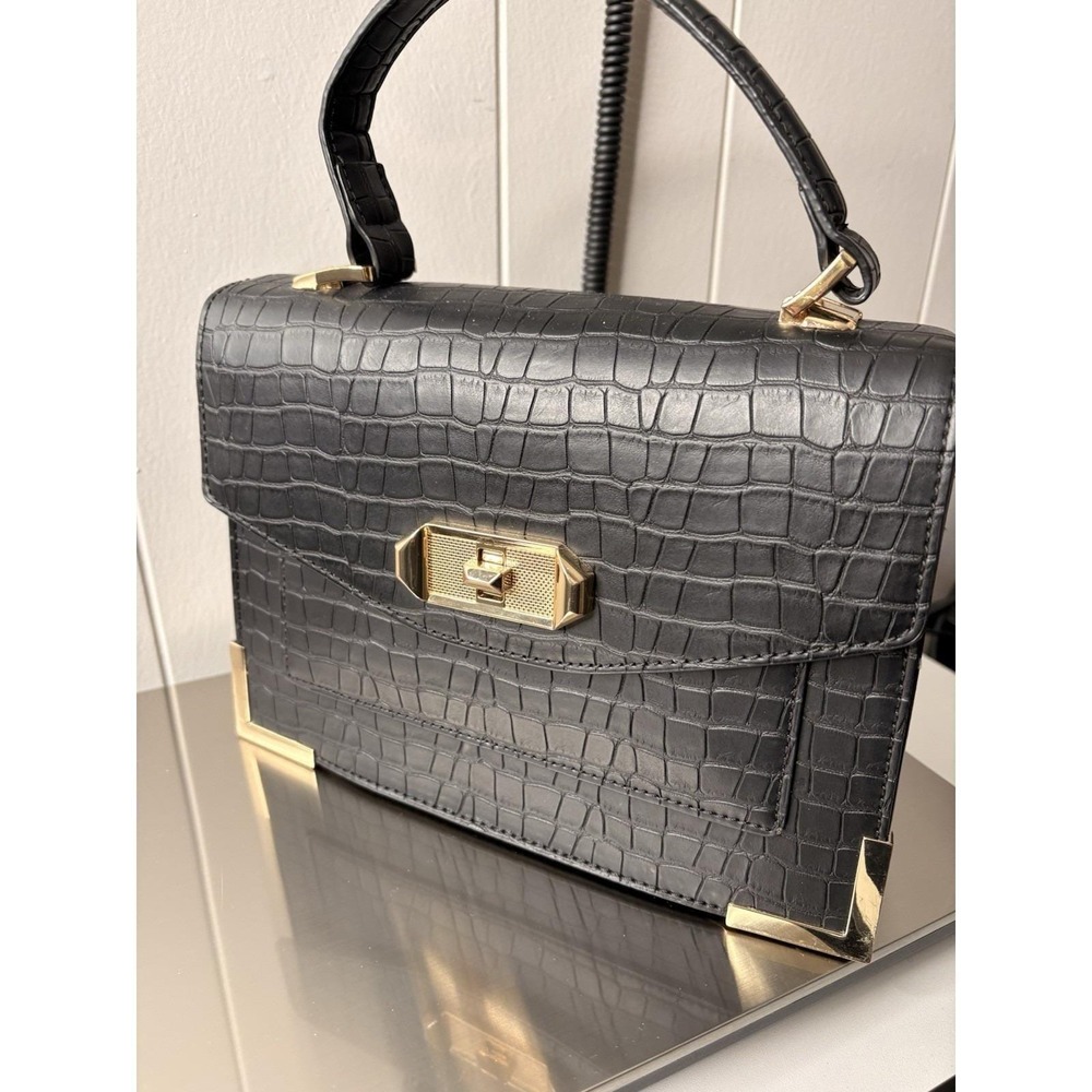 Aldo Women's Black Handbag Polka Dot Pattern Shoulder Snake Simulation